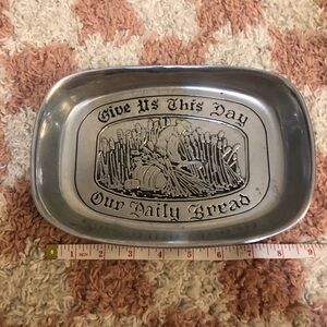 Vintage Metal Bread Tray with Engraving